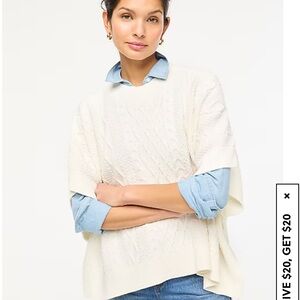 J. Crew Ivory fisherman cable knit poncho